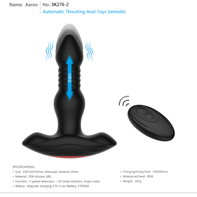 1 Hour Adjustable Thrusting Remote Anal Plug Vibrating Prostate Plug 150*114*45mm