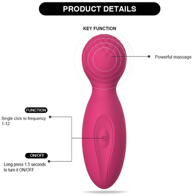 FDA 실리콘 빨간 4 인치 남근 대용품 신체 막대 마사지사 핑크색 무선 뒤 마사지사 IPX6